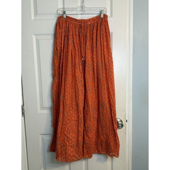 FP Dream Time Wide Leg Tangerine Boho Oversized Drawstring Lightweight Pants M - Picture 2 of 7